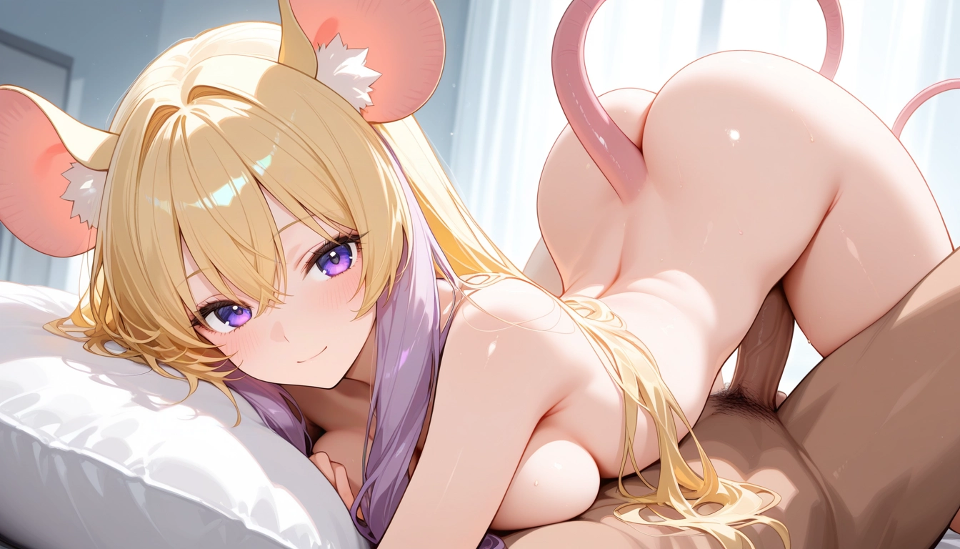 1girl, animal ears, smile, hetero, blonde hair, breasts · Yamete.gg