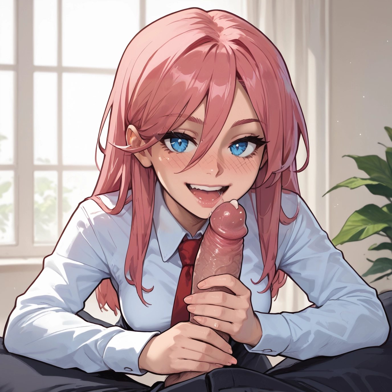 1girl, penis, blue eyes, hetero, 1boy, pink hair · Yamete.gg