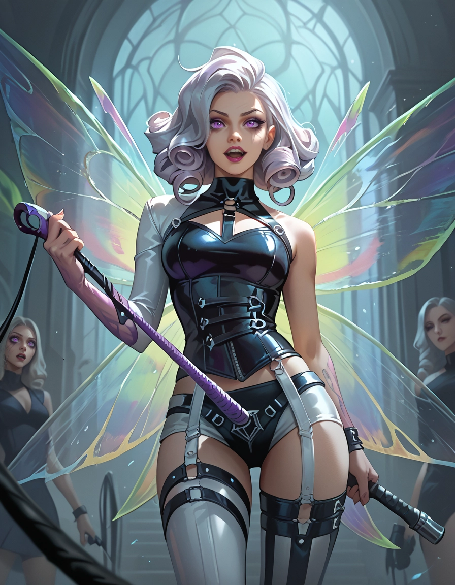 whip, multiple girls, thighhighs, wings, breasts, solo focus · Yamete.gg