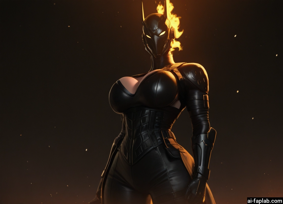 1girl, breasts, solo, large breasts, cleavage, fire · Yamete.gg