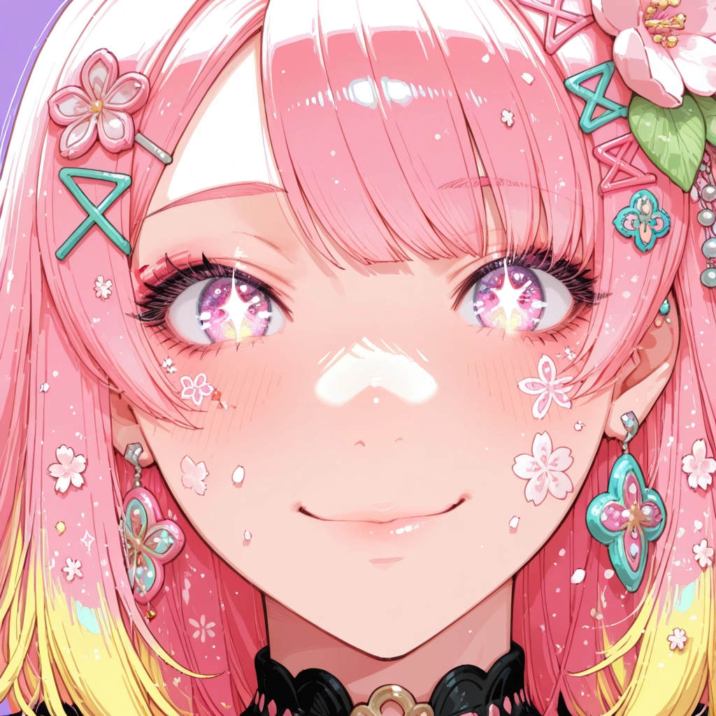 pink hair, hair ornament, 1girl, solo, flower, hair flower · Yamete.gg