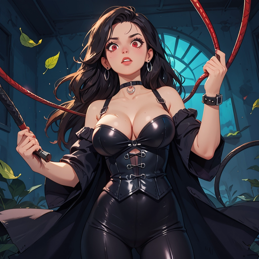 1girl, breasts, jewelry, earrings, solo, whip · Yamete.gg