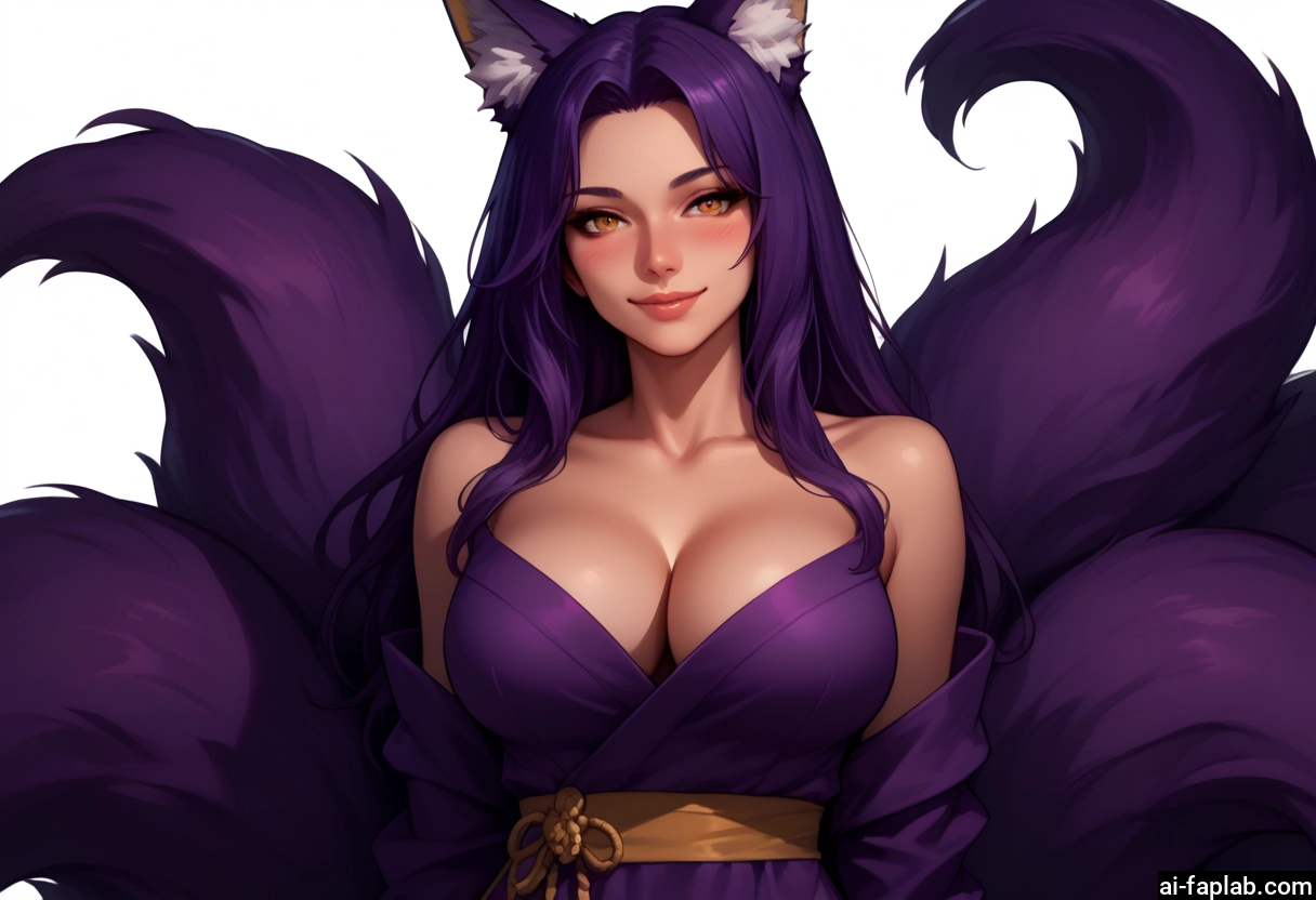 1girl, breasts, animal ears, tail, solo, fox ears