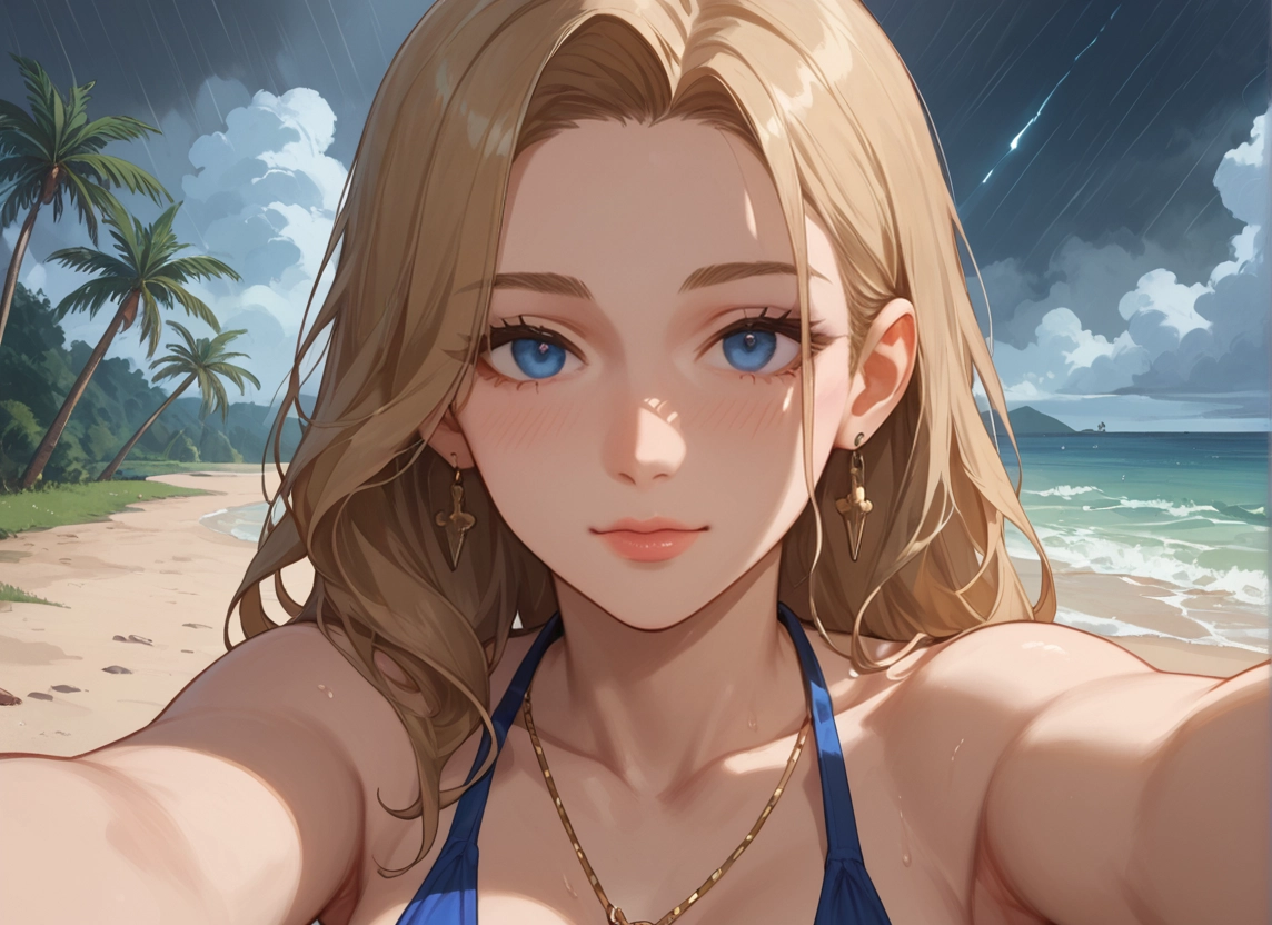 1girl, jewelry, earrings, blue eyes, outdoors, looking at viewer · Yamete.gg