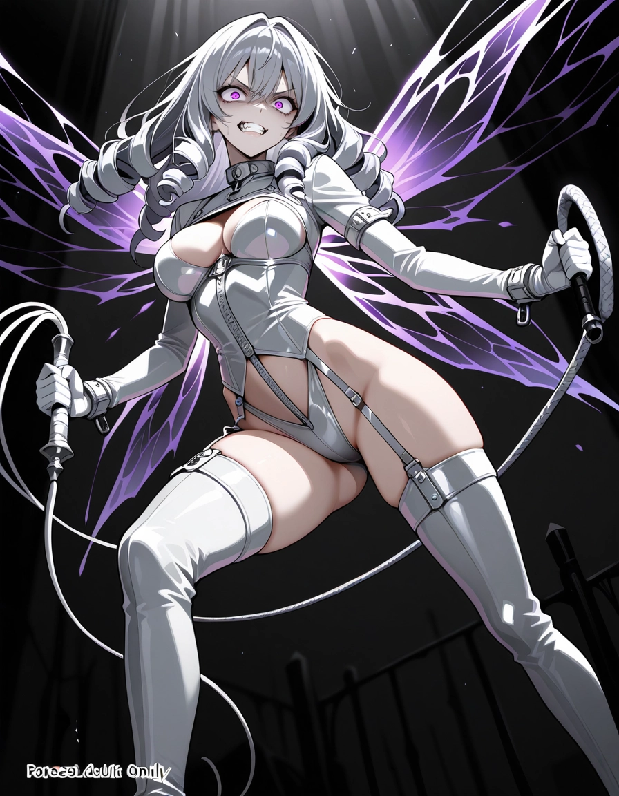 1girl, breasts, solo, holding, thighhighs, wings · Yamete.gg