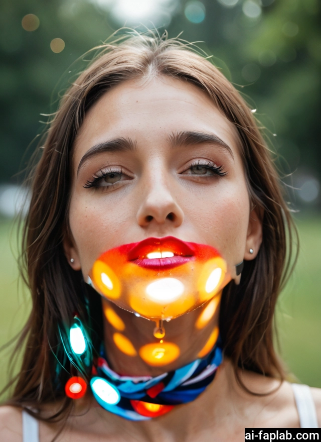 1girl, solo, tongue, tongue out, gag, open mouth