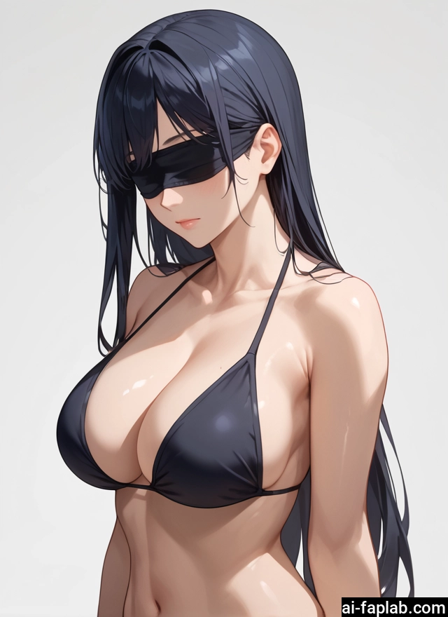 1girl, breasts, long hair, swimsuit, bikini, blindfold