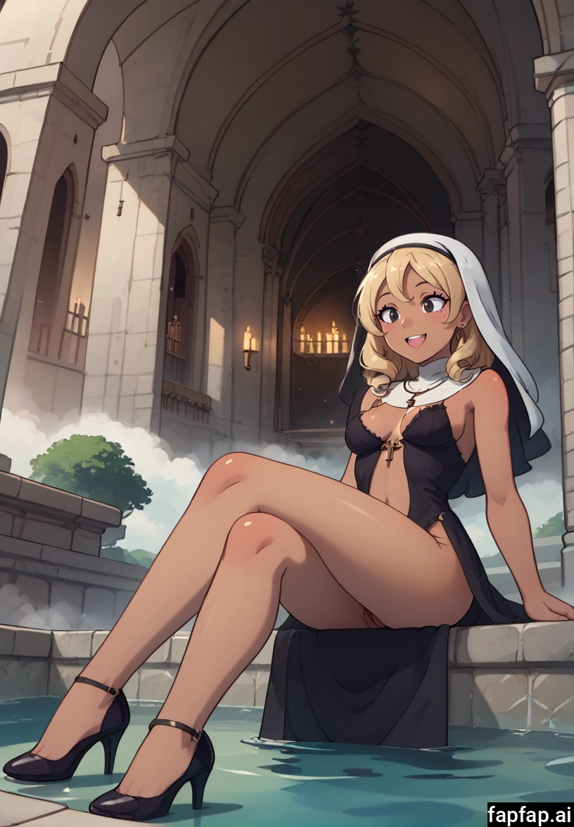 1girl, solo, breasts, blonde hair, crossed legs, high heels · Yamete.gg