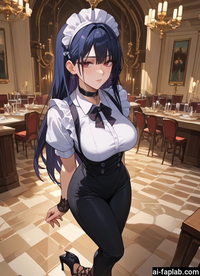 1girl, breasts, maid headdress, high heels, red eyes, long hair · Yamete.gg