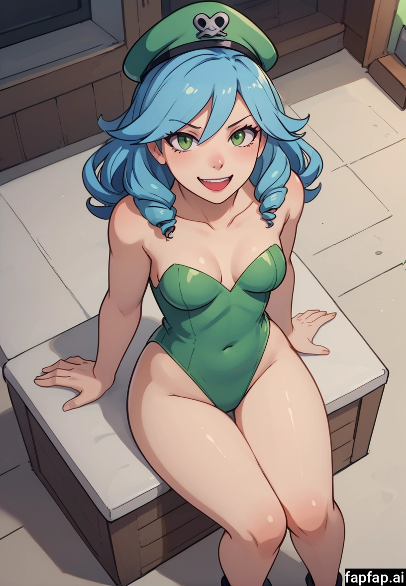 1girl, breasts, solo, leotard, green eyes, hat · Yamete.gg