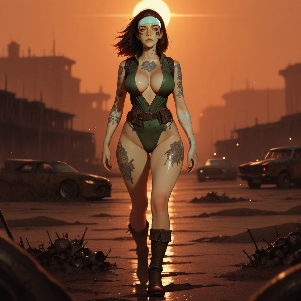 1girl, breasts, leotard, tattoo, arm tattoo, boots · Yamete.gg