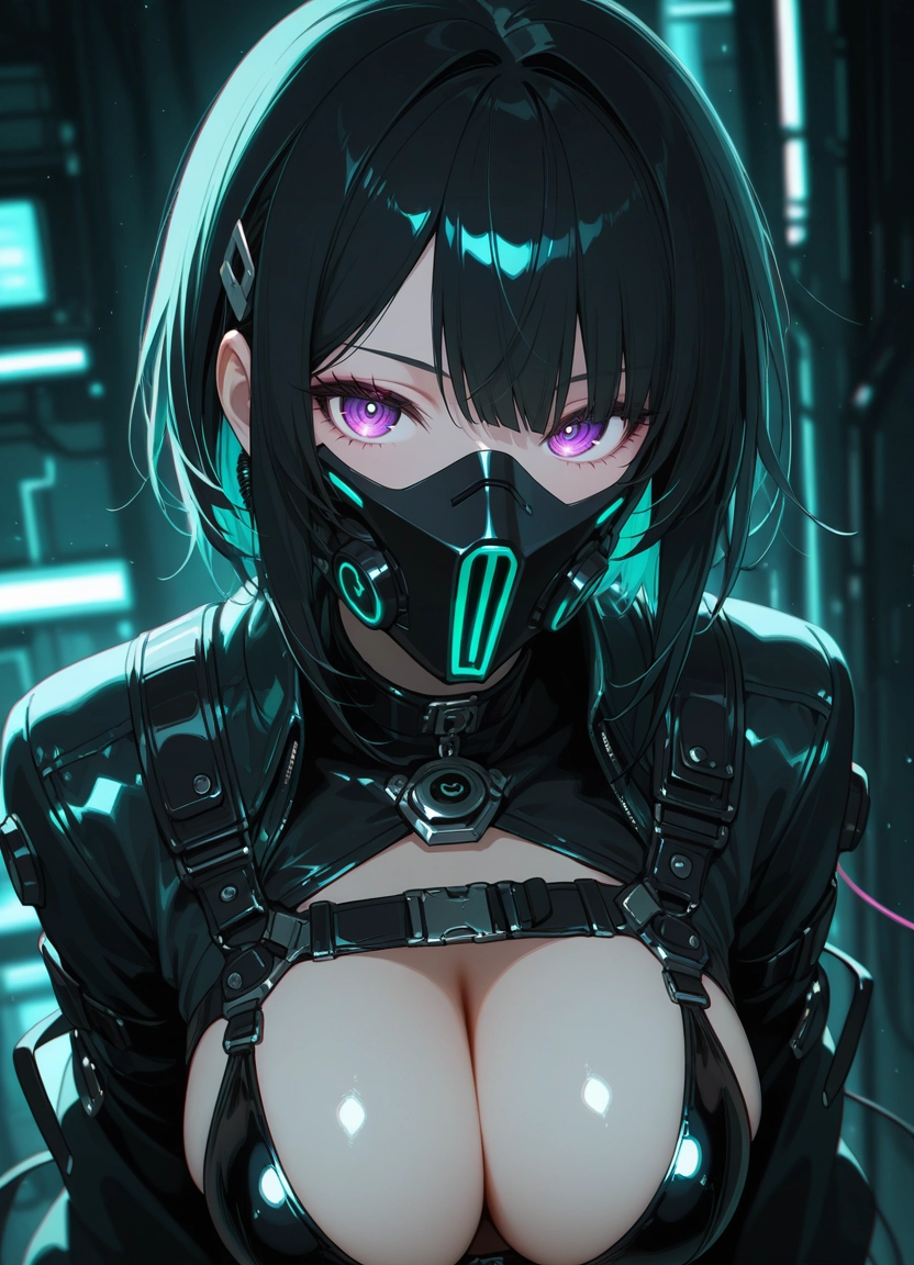 1girl, breasts, solo, black hair, looking at viewer, large breasts · Yamete.gg