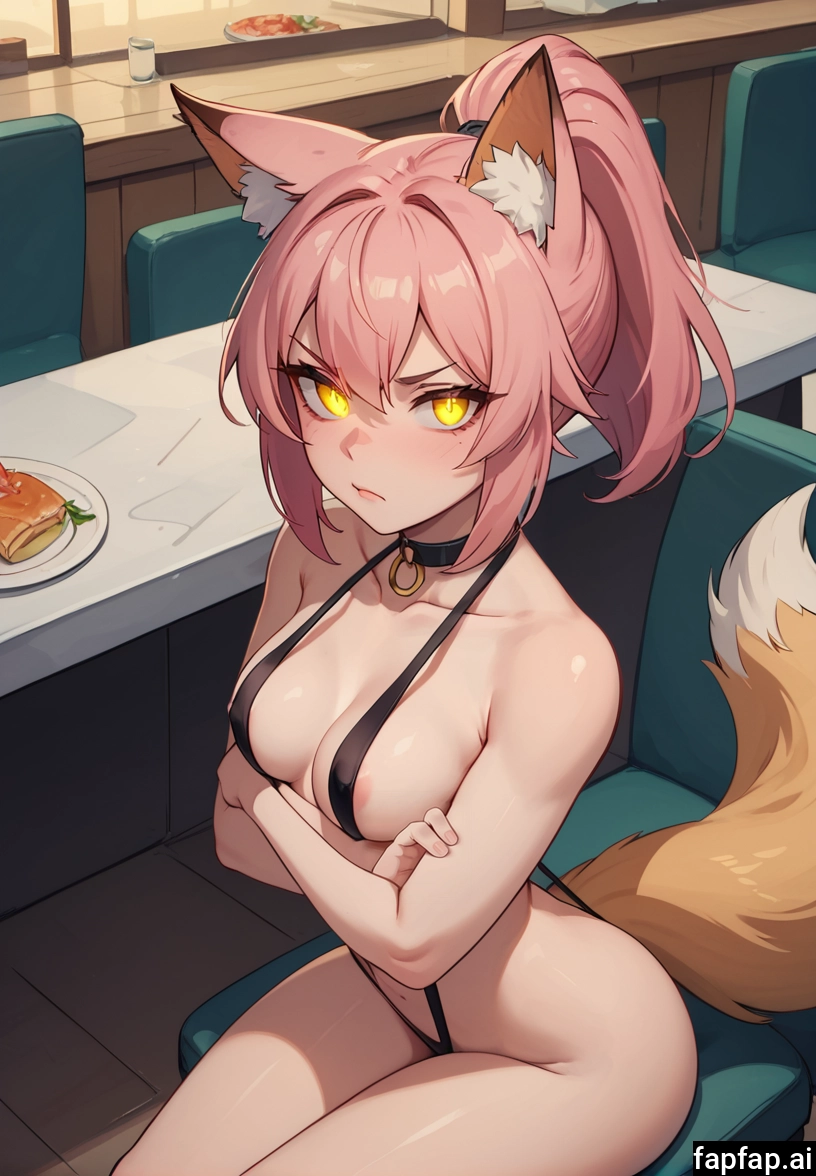 1girl, breasts, animal ears, solo, fox ears, tail · Yamete.gg