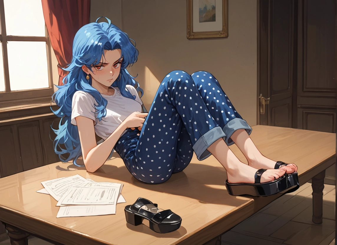 1girl, jewelry, long hair, earrings, solo, blue hair · Yamete.gg