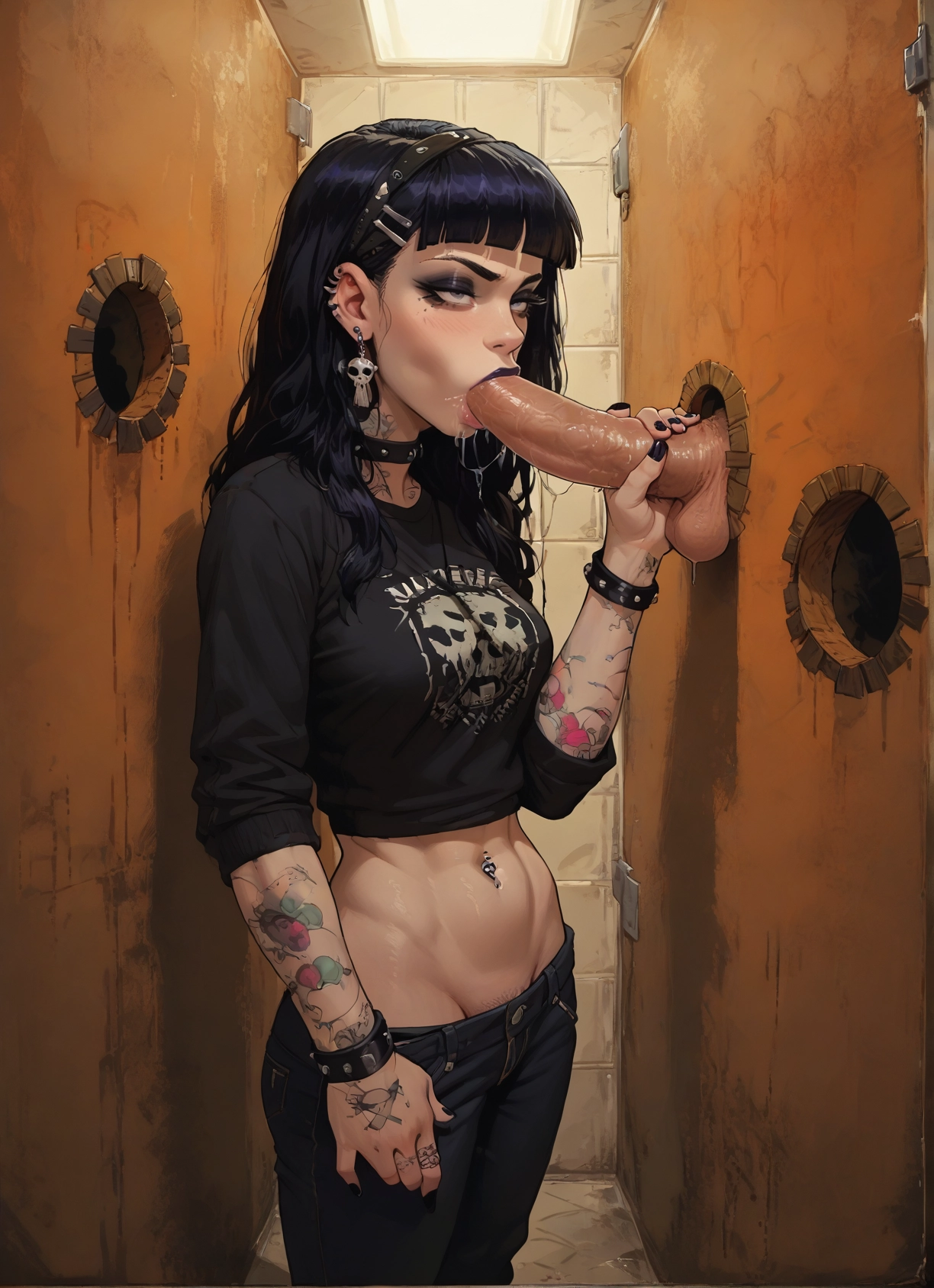 futanari, 1girl, penis, oral, fellatio, piercing · Yamete.gg