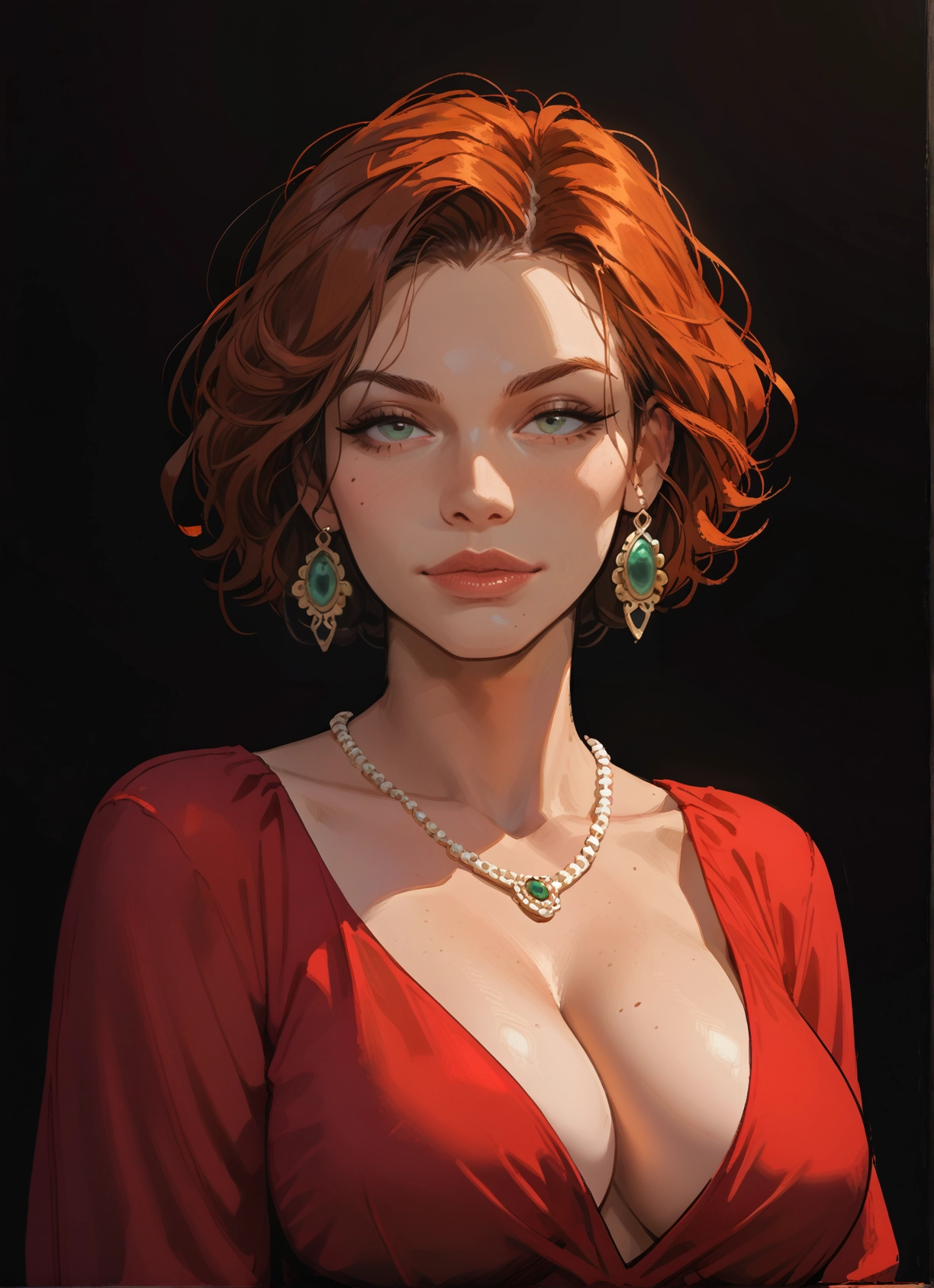 1girl, breasts, jewelry, earrings, solo, necklace · Yamete.gg