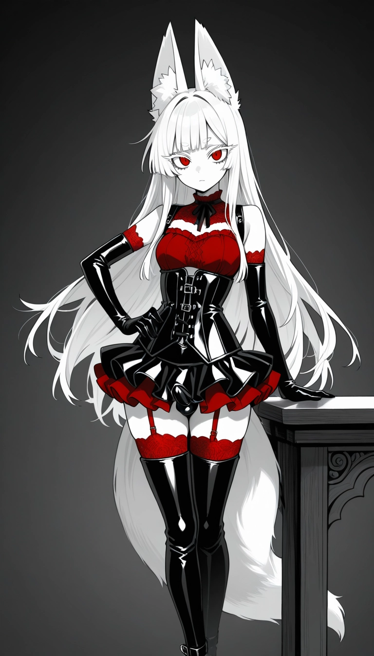 1girl, solo, animal ears, gloves, long hair, red eyes · Yamete.gg