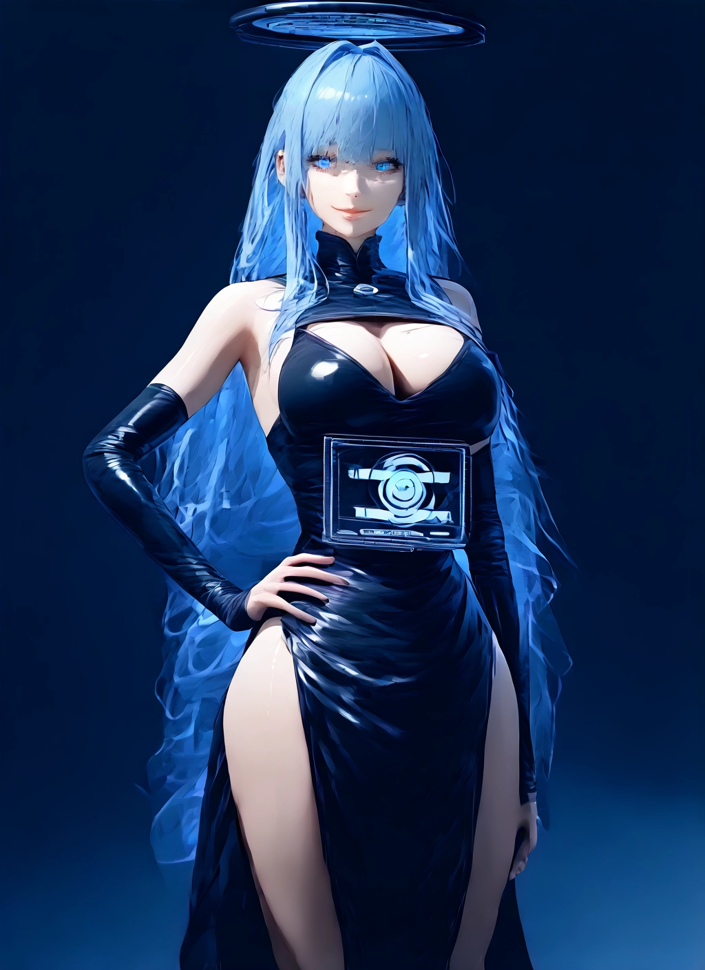 1girl, breasts, long hair, blue eyes, dress, large breasts · Yamete.gg
