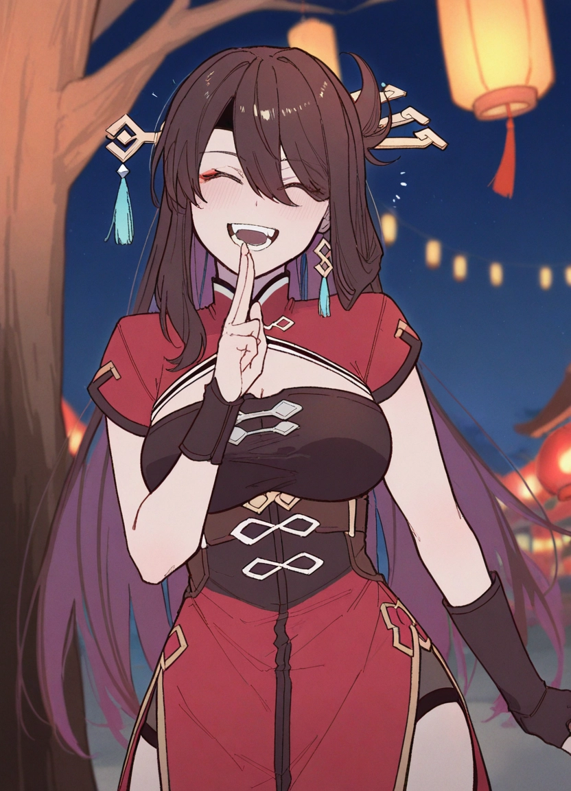 1girl, breasts, closed eyes, open mouth, long hair, hair ornament · Yamete.gg