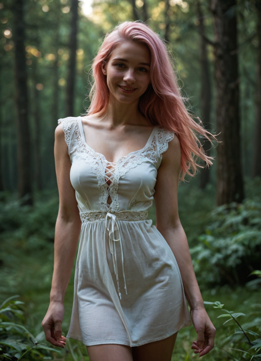 1girl, solo, dress, long hair, nature, breasts · Yamete.gg