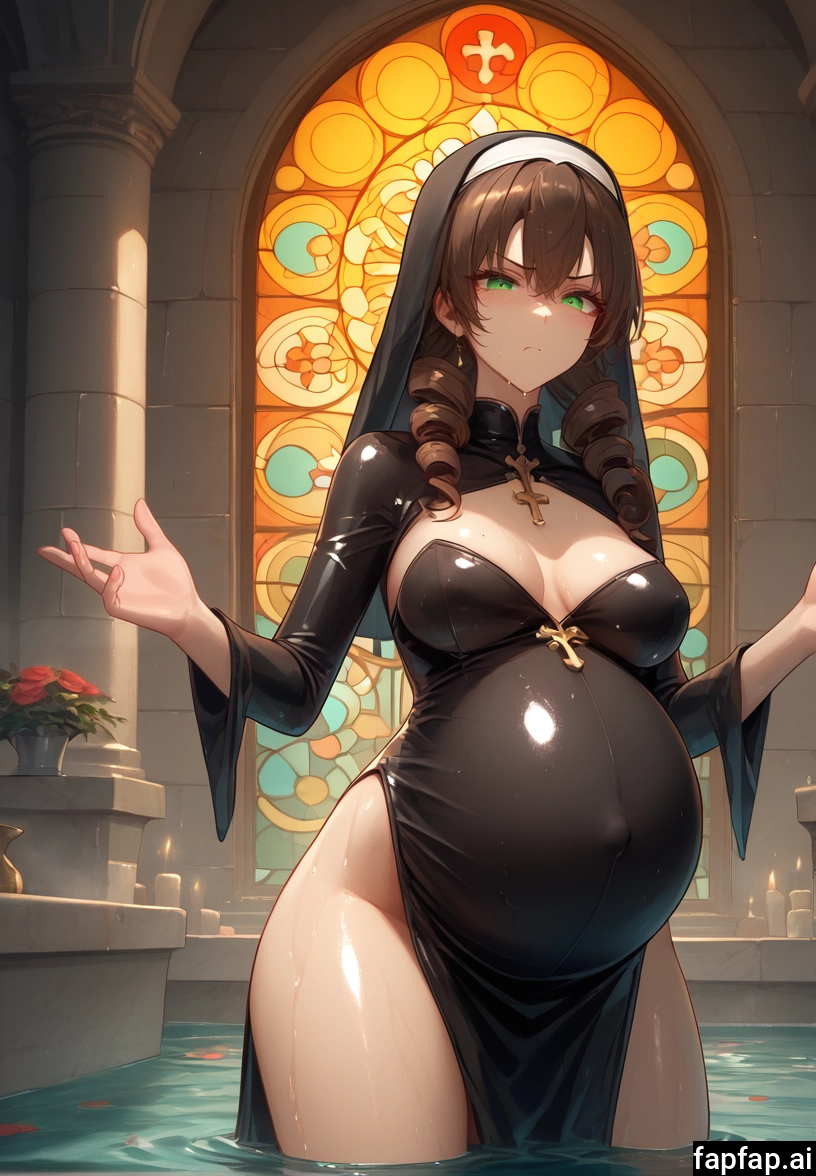 1girl, breasts, pregnant, solo, green eyes, brown hair · Yamete.gg