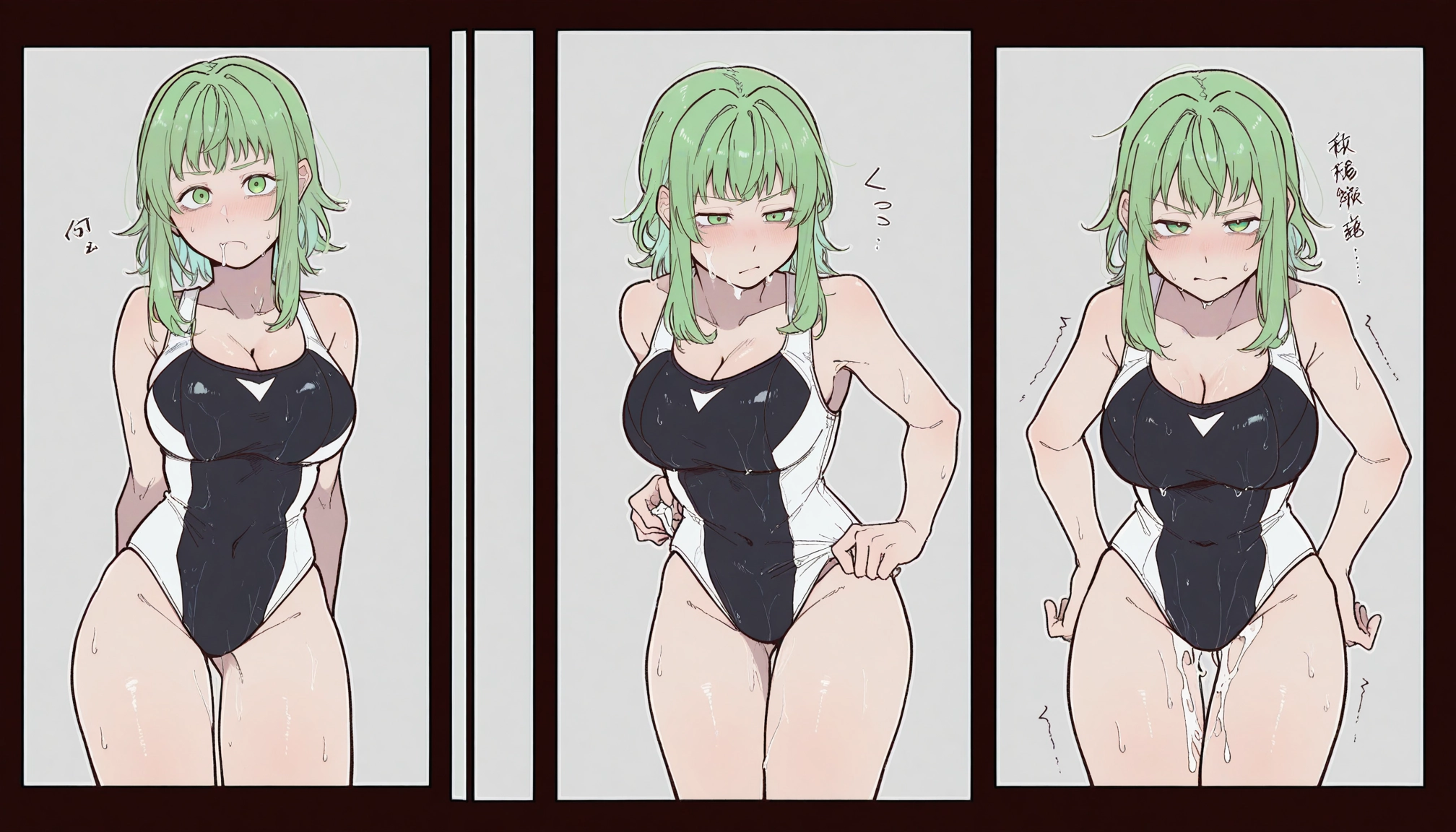 1girl, gumi, breasts, green eyes, swimsuit, one-piece swimsuit · Yamete.gg