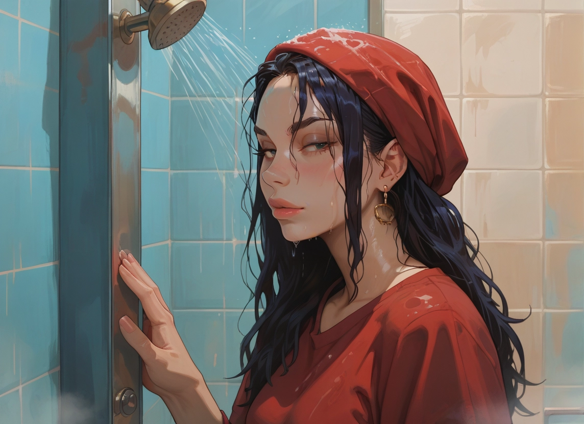 1girl, jewelry, earrings, black hair, solo, long hair · Yamete.gg