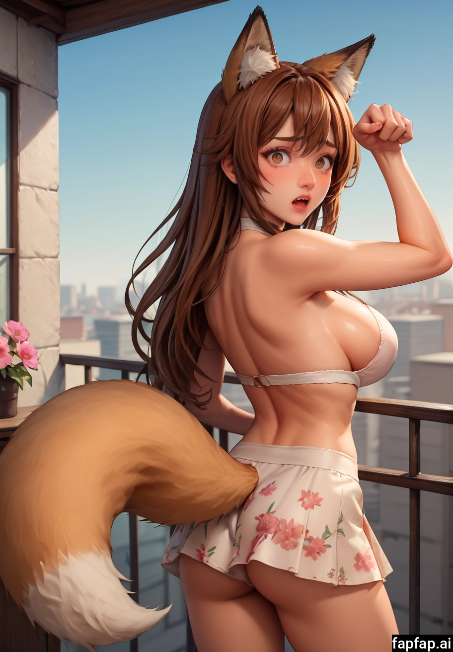 1girl, animal ears, tail, breasts, brown hair, solo · Yamete.gg
