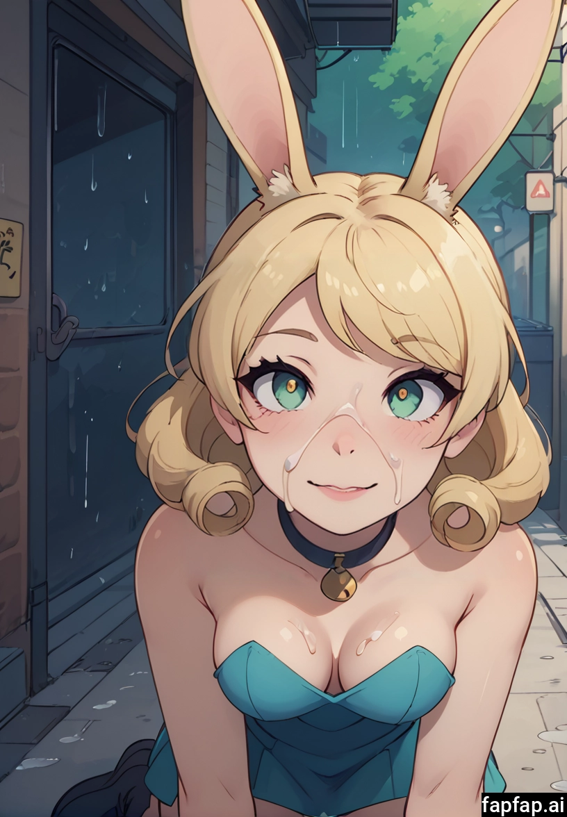1girl, solo, breasts, animal ears, blonde hair, rabbit ears
