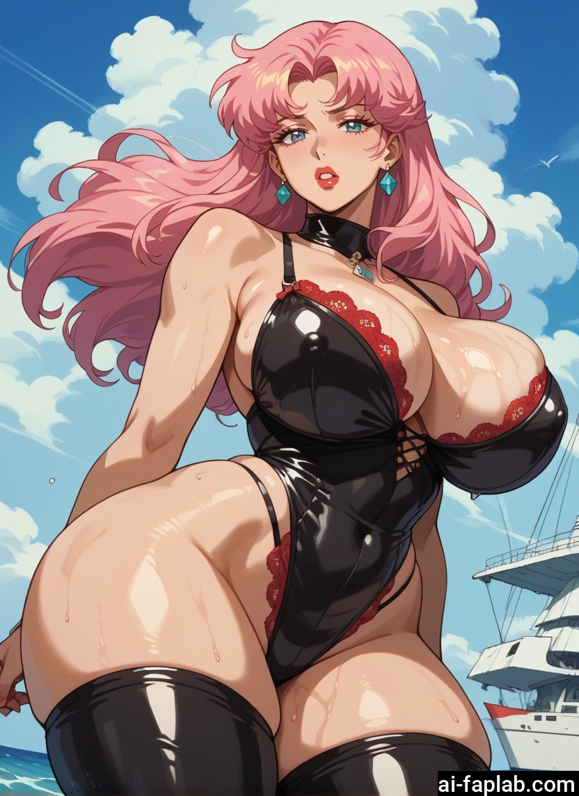1girl, breasts, pink hair, jewelry, earrings, thighhighs