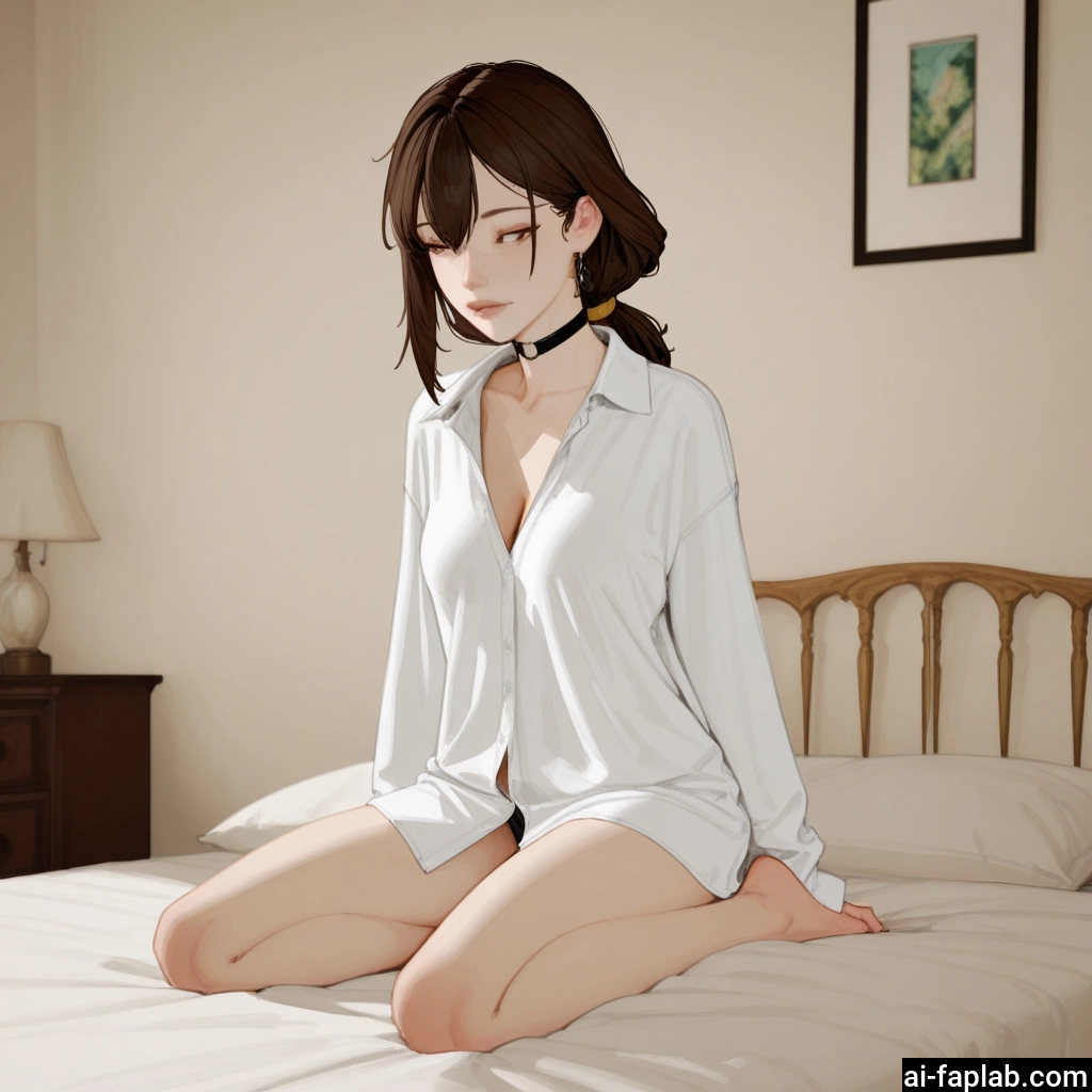 1girl, breasts, shirt, underwear, panties, brown hair · Yamete.gg