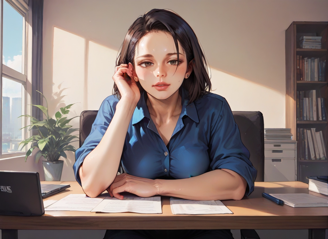 1girl, solo, indoors, plant, window, shirt · Yamete.gg