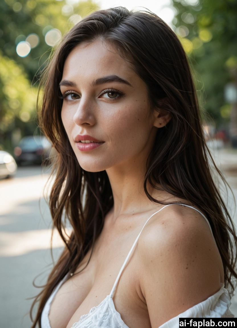 1girl, solo, breasts, brown eyes, cleavage, long hair
