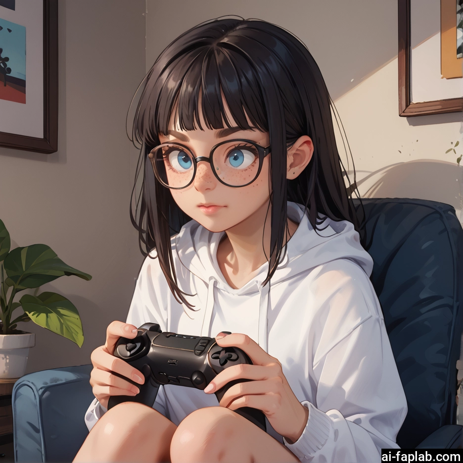1girl, solo, glasses, blue eyes, hood, freckles · Yamete.gg