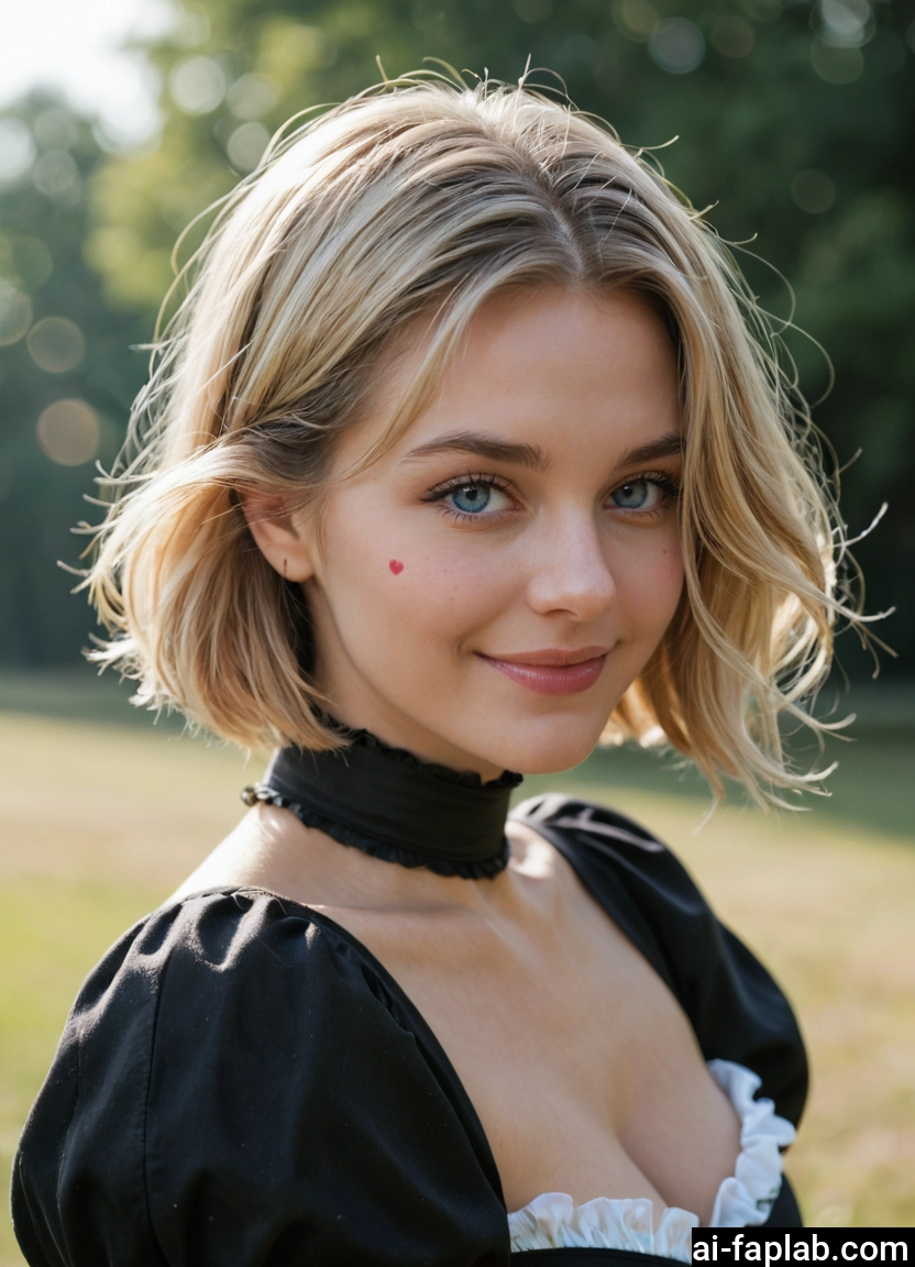 1girl, solo, breasts, cleavage, blonde hair, heart