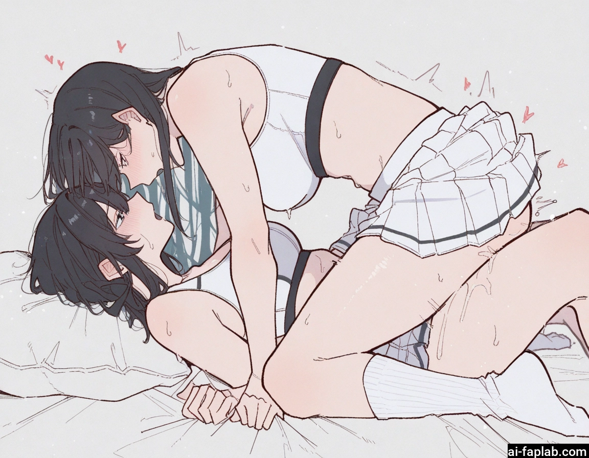 futanari, multiple girls, 2girls, yuri, skirt, black hair · Yamete.gg