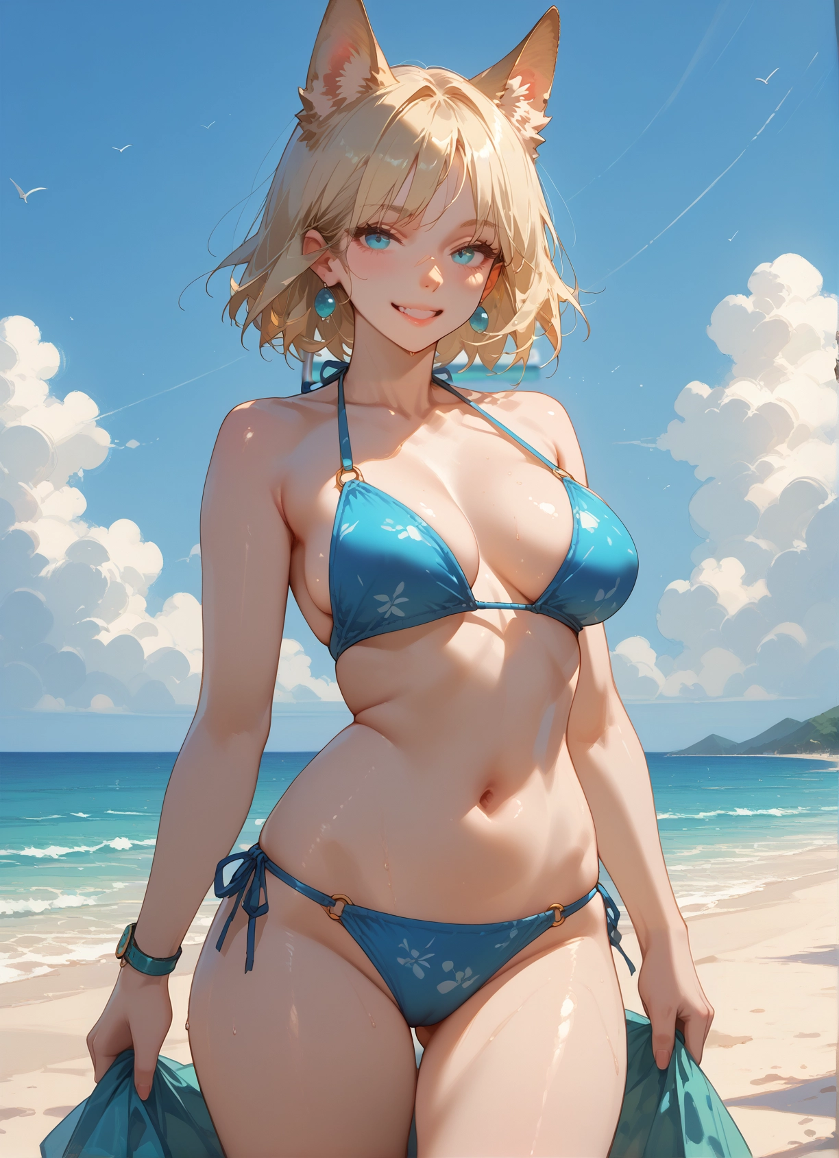 1girl, swimsuit, breasts, bikini, animal ears, solo · Yamete.gg