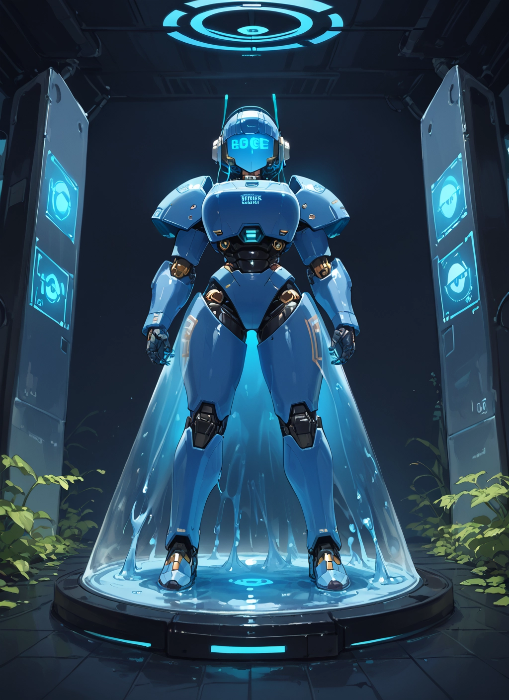 1girl, solo, plant, science fiction, standing, halo · Yamete.gg