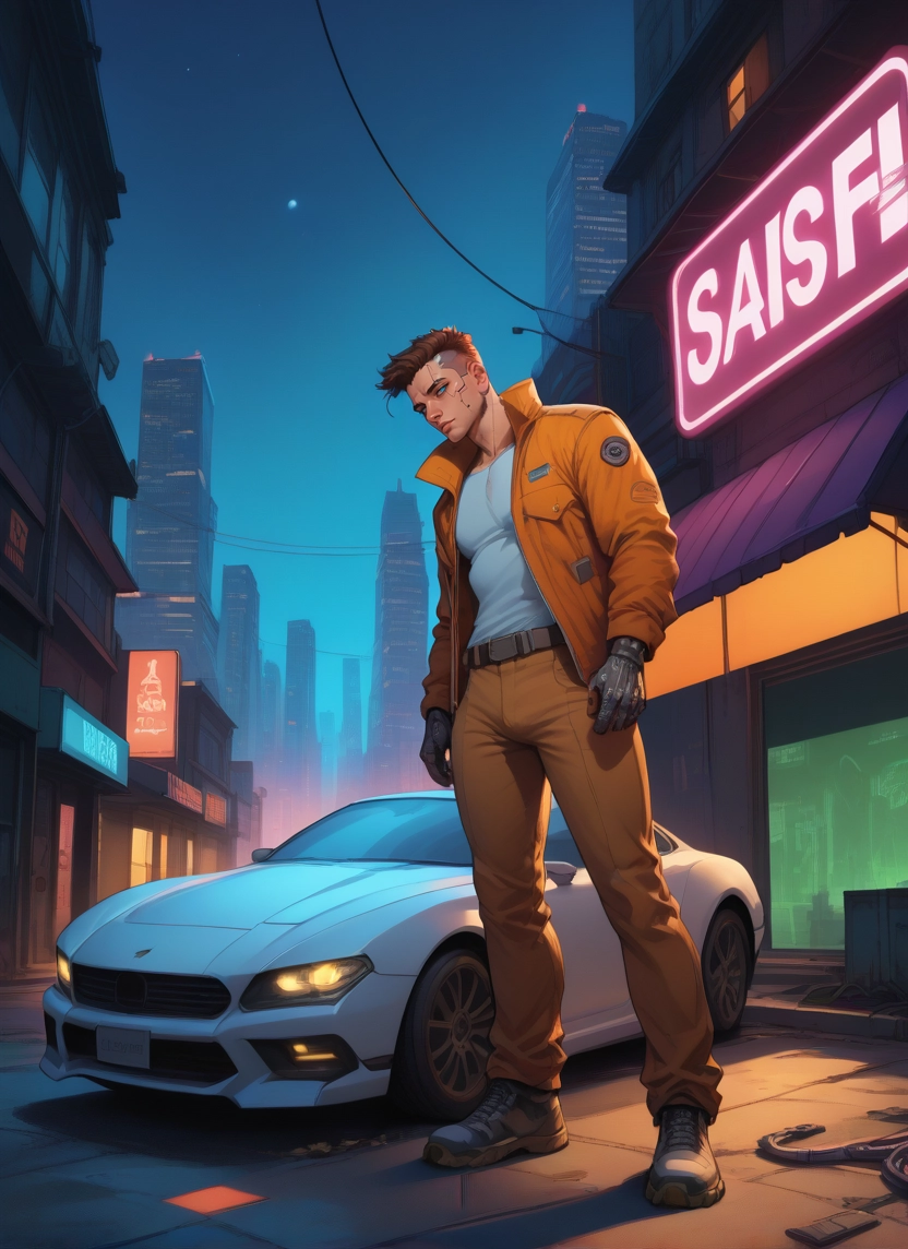 1boy, male focus, car, motor vehicle, night, jacket · Yamete.gg