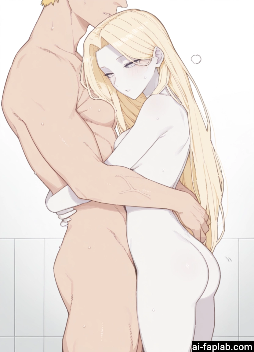 1girl, 1boy, blonde hair, long hair, nude, hetero