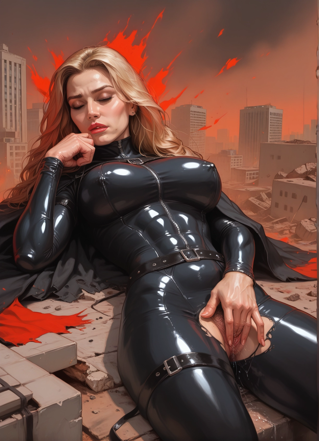 1girl, solo, breasts, bodysuit, pubic hair, covered nipples · Yamete.gg