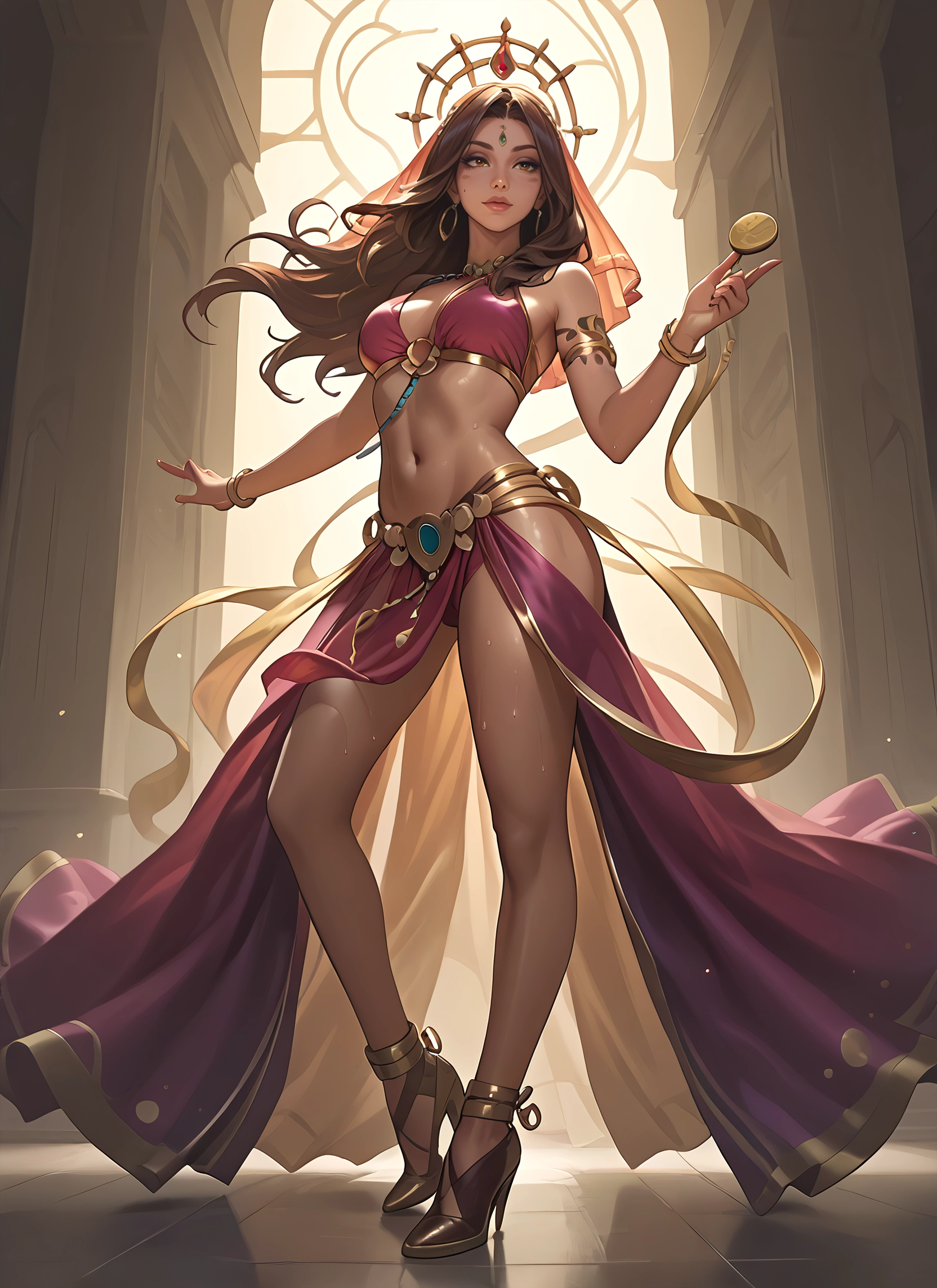 1girl, jewelry, breasts, solo, high heels, long hair · Yamete.gg