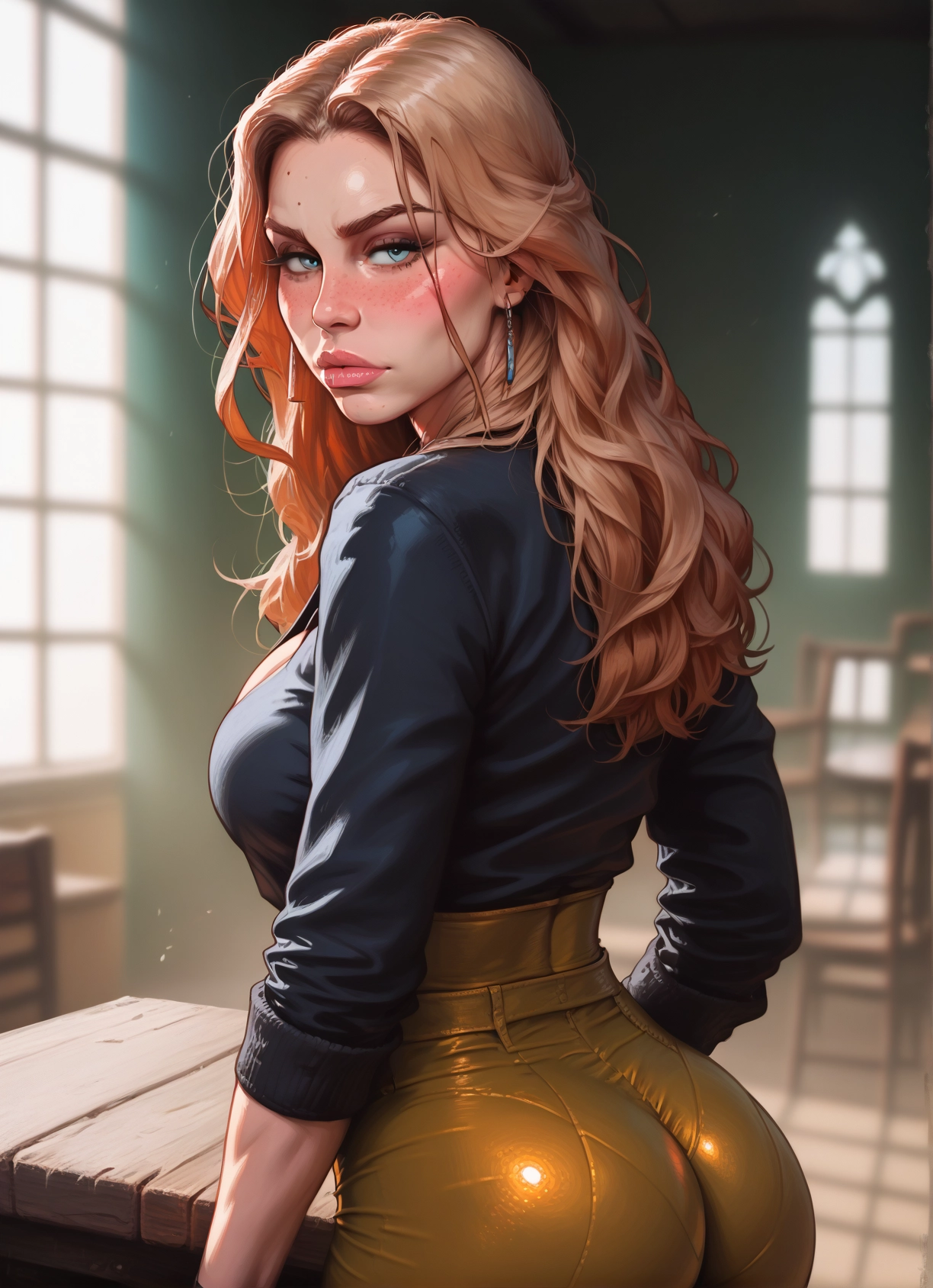 1girl, ass, jewelry, breasts, earrings, mole · Yamete.gg