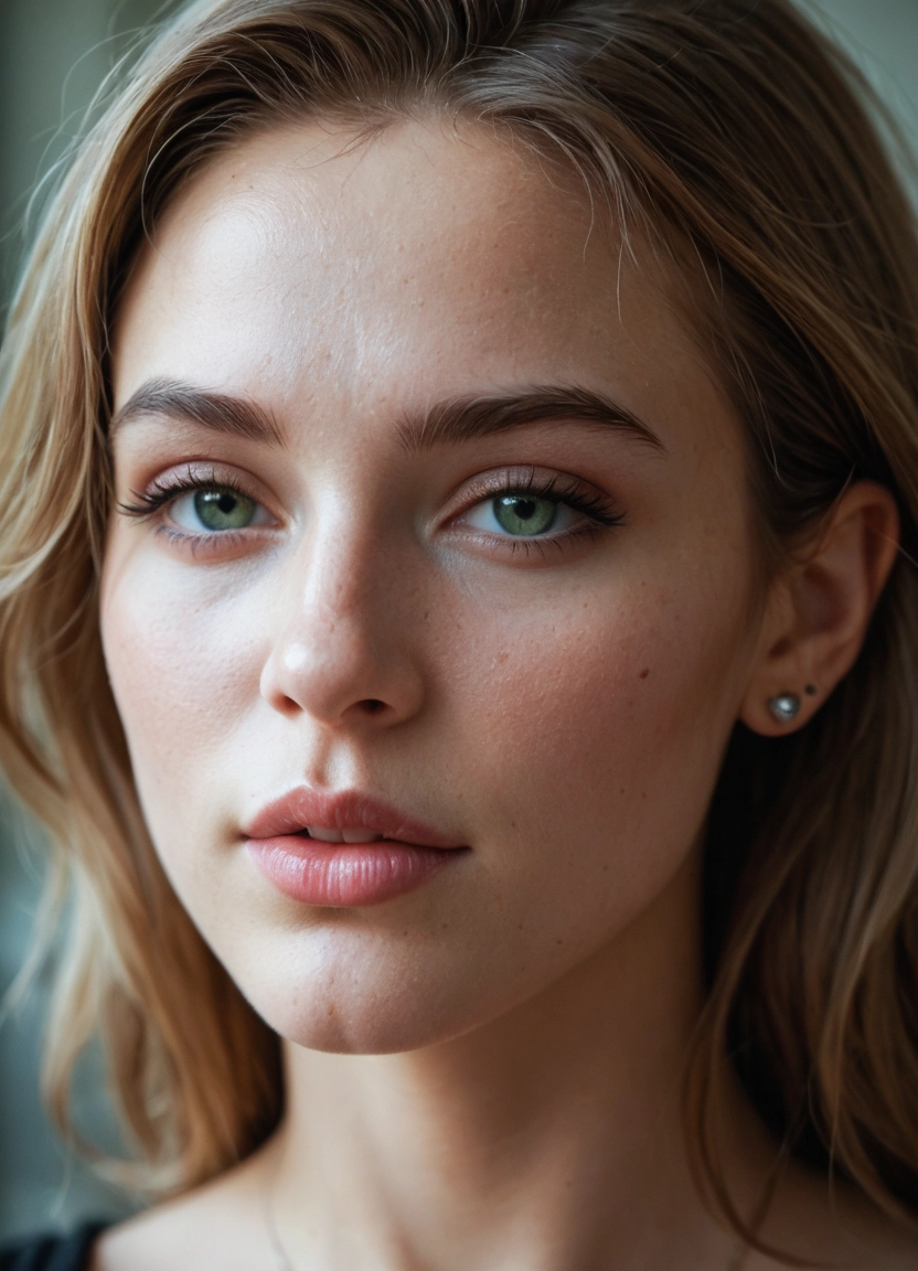 solo, 1girl, earrings, jewelry, green eyes, lips · Yamete.gg