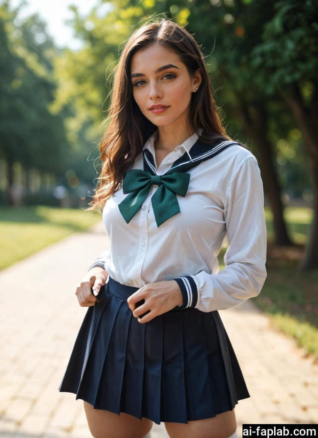1girl, solo, skirt, school uniform, looking at viewer, pleated skirt