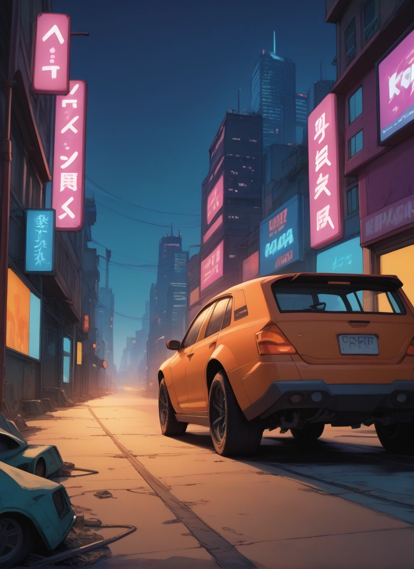 car, motor vehicle, ground vehicle, vehicle focus, no humans, night · Yamete.gg