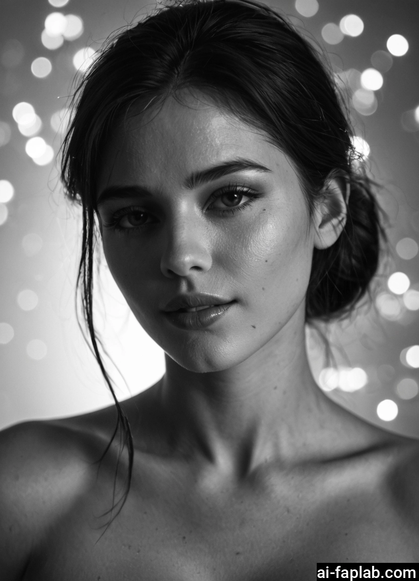 1girl, greyscale, monochrome, solo, looking at viewer, mole