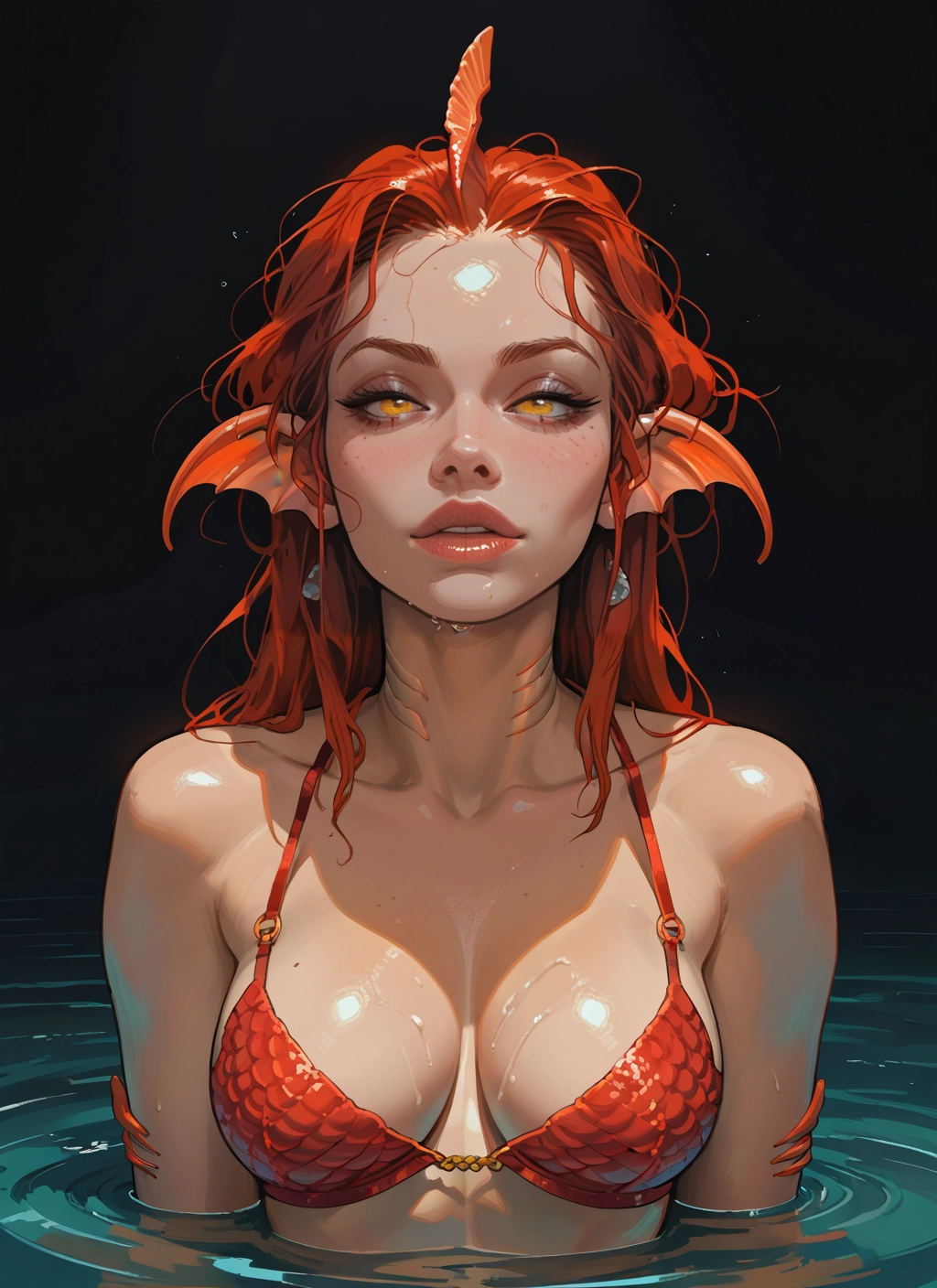 1girl, breasts, solo, mole, monster girl, swimsuit · Yamete.gg