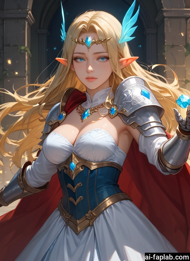 1girl, breasts, blonde hair, pointy ears, long hair, solo · Yamete.gg