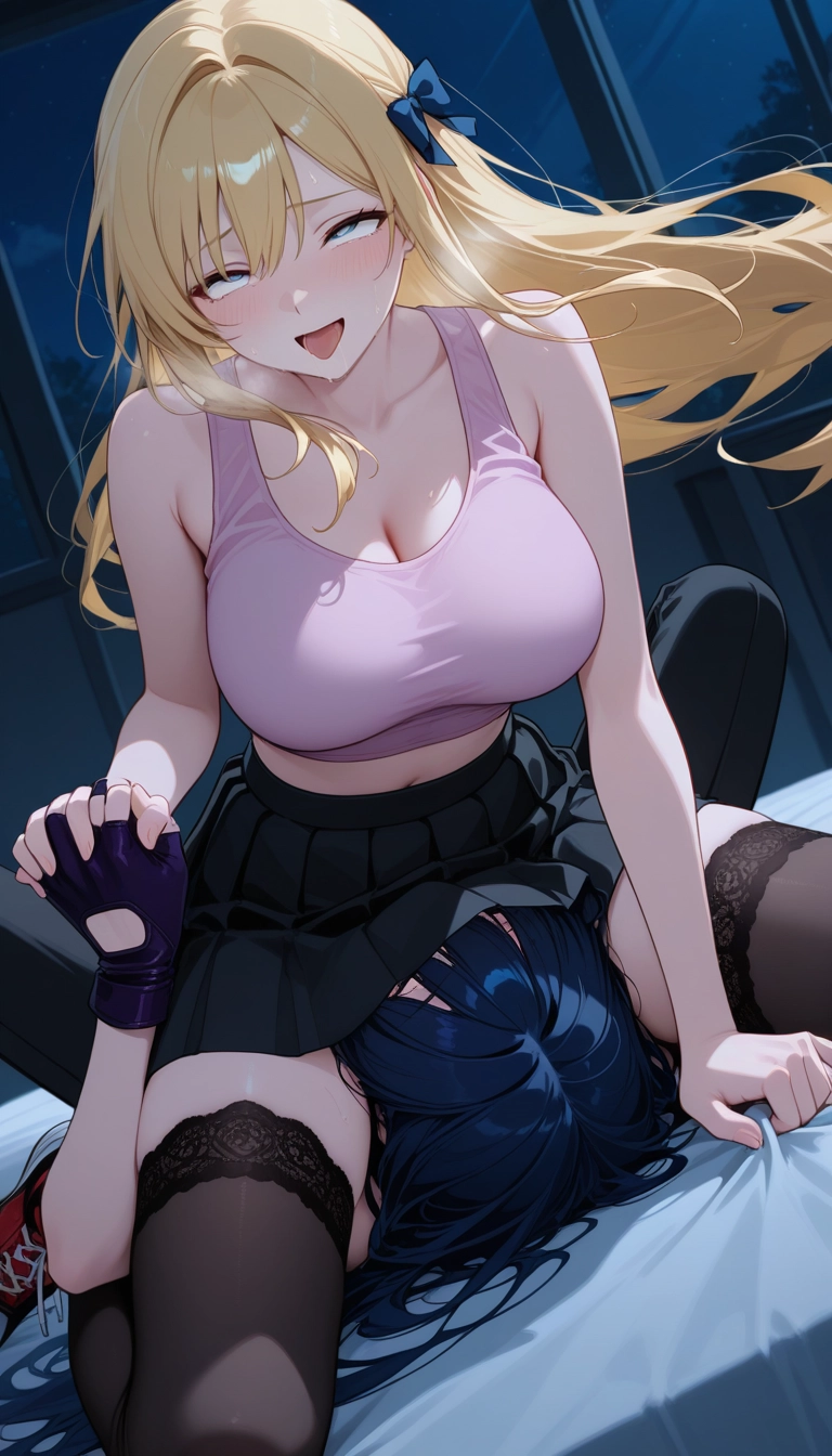 breasts, yuri, blonde hair, thighhighs, cunnilingus, multiple girls · Yamete.gg